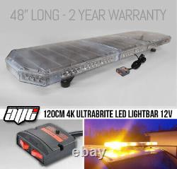 LED Amber Light Bar Strobe Beacon Recovery Warning 120cm 1200mm 1.2m 48