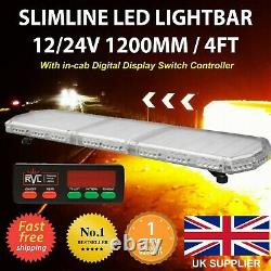 LED Amber Light Bar Strobe Beacon Recovery Warning 120cm 1200mm 1.2m 48