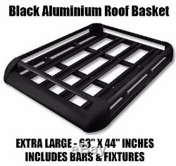 Large Black Aluminium Roof Rack Basket Tray Luggage Cargo Carrier with Bars XL-B