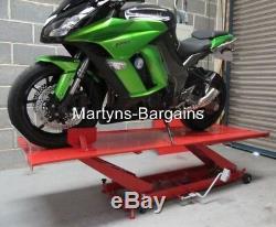 Large Hydraulic Motorbike Lift Ramp. Foot Operated With Wider Platform