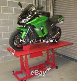 Large Hydraulic Motorbike Lift Ramp. Foot Operated With Wider Platform