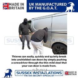 Large Van Security Shield Set For Peugeot Expert 2017-On Twin Doors Brushed