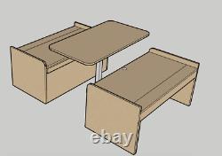 MDF Campervan Bench Seat Bed with Table leg kit for Vivaro, Traffic & Primastar