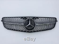 Mercedes C w204 saloon, estate, coupe grill, star/diamond/single fin, AMG C43, SILVER