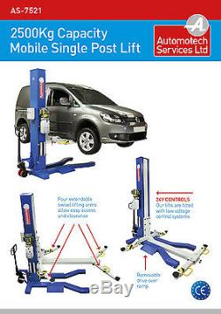 Mobile Single Post Vehicle Lift / Movable Portable 1 Post Car Ramp / 240v