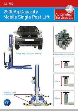 Mobile Single Post Vehicle Lift / Movable Portable 1 Post Car Ramp / 240v