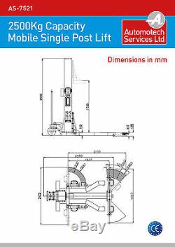 Mobile Single Post Vehicle Lift / Movable Portable 1 Post Car Ramp / 240v