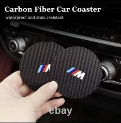Msport Anti Slip Mats Carbon Fibre Waterproof Cup Holder For BMW