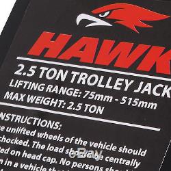 New Hawk 2.5 Ton Heavy Duty Low Profile Vehicle Car Van Garage Trolley Lift Jack