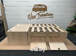 New L Shaped Camper Van Bed for VW T4 T5 T6 Transit & Vivaro. Ply Camper Beds