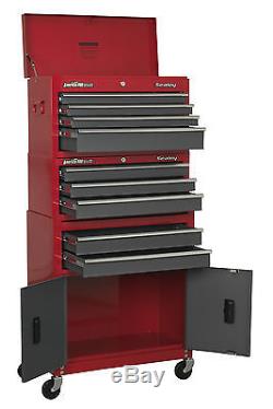 New Steel Pro Storage Rollcab Tool Cabinet Top Chest Box Ball Bearing 9 Drawers