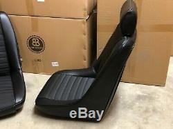 Pair BB1 Clubsport Classic Car Bucket Seats Black With Headrests + Runners