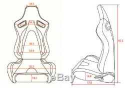 Pair BB6 RS Universal Design Reclining Titling Bucket Sports Racing Seats BLACK