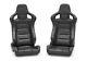 Pair Of Black Pu Leather Reclining Sport Seats + Racing Seats + Bucket Seats