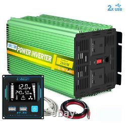 Power Inverter 2000W 4000W DC 12V to AC 240V USB LCD UK Plugs Car Camper EDECOA