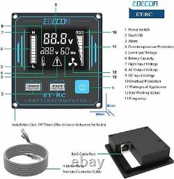 Power Inverter 2000W 4000W DC 12V to AC 240V USB LCD UK Plugs Car Camper EDECOA