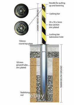 Ramco Security Parking Bollard Drop Down Post Driveway Access Control Round Top