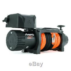 Rhino Electric Recovery Winch 12v 13500lb Carbon Series 4x4 Synthetic / Dyneema