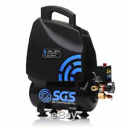 SGS 6 Litre Oil-Less Direct Drive Air Compressor 5.7CFM, 1.5HP, 6L