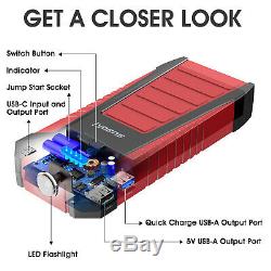 SUAOKI 2500A 25000mAh USB Car Jump Starter Battery Charger Power Booster Rescue