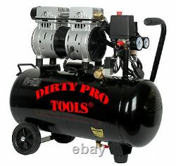 Silent Air Compressor 24 Litre Oil Free 220V 8 Bar 115Psi 24L Dirty Pro Tools 25