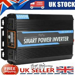 Sine Wave Car Power Inverter 4000W Peak DC 12V to 240V AC Converter UK