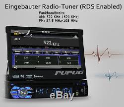 Single 1 Din Car Radio Touchscreen GPS SAT NAV Bluetooth CD DVD Player Stereo