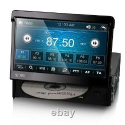Single DIN SatNav Car Radio Flip Out Bluetooth DAB GPS CD Stereo Head Unit 7