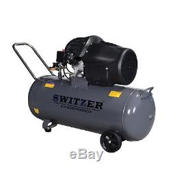 SwitZer Air Compressor 100L Litre LTR 3HP 8 BAR 230V 14CFM + Wheel AC005 Grey