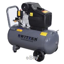 SwitZer Air Compressor 50L Litre LTR 2.5HP 8 BAR 230V 9.6CFM + Wheel AC001 Grey