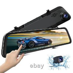 TOGUARD 12 GPS Mirror Video Front Rear View Car Camera 2.5K Dual Lens Dash Cam