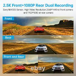 TOGUARD 12 GPS Mirror Video Front Rear View Car Camera 2.5K Dual Lens Dash Cam