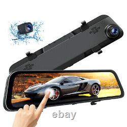 TOGUARD 12 GPS Mirror Video Front Rear View Car Camera 2.5K Dual Lens Dash Cam