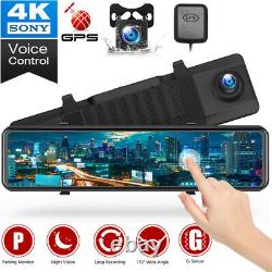 TOGUARD 4K GPS Mirror Car Dash Cam 12 Touch Screen Dual Front and Rear Camera