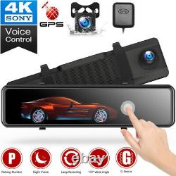 TOGUARD 4K GPS Mirror Car Dash Cam 12 Touch Screen Dual Front and Rear Camera
