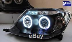 TOYOTA HILUX SR5 05-10 Double Cab BLACK LED Twin Halo Projector Headlight