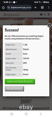 TOYOTA YARIS 1.3 PETROL 12-13-14-15 complete engine (MANUAL)