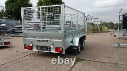 Twin Axle 8ft X 4 Ft Cage Car Trailer 750kg Unbraked With High Mesh Sieds 800mm