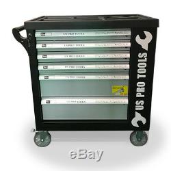 US PRO Workshop Tool Box Trolley Mobile Cart Chest Cabinet With 154 Tools Trays