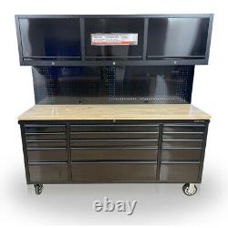 Us Pro Tool Chest Box Workbench Black With Stainless Steel 72 3 X Cupboards