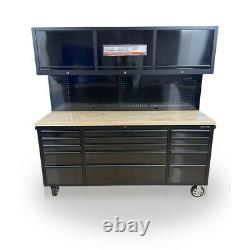 Us Pro Tool Chest Box Workbench Black With Stainless Steel 72 3 X Cupboards