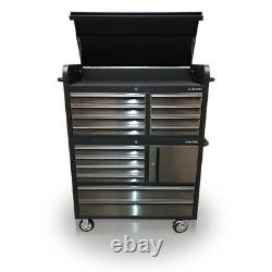 Us Pro Tools Tool Cabinet Chest Box Black + Stainless Steel 41 Finance Option