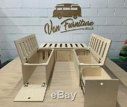 VW Caddy Camper Van Sliding Ply Pod Bed, Seat, Table & Drawers VAN FURNITURE