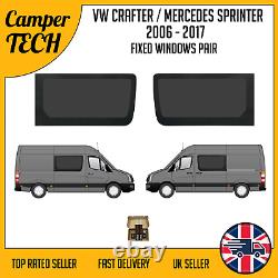 VW Crafter 2006-2017 Front FIXED Windows PAIR with Bonding Kit and U-Trim
