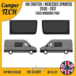 VW Crafter 2006-2017 Front FIXED Windows PAIR with Bonding Kit and U-Trim