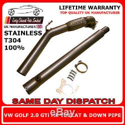 VW Golf Mk5 MK6 GTI FSI Stainless Steel T304 Decat and Downpipe 3 Bore UK Made