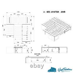 VW T5 T6 U Shape Bed System Camper Van U-Shape Beds with Cabinet + Oak Worktop