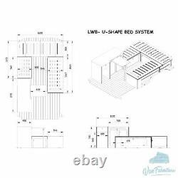 Van Furniture Plain Birch Ply SWB VW T5 T6 U Shape Camper Van U Bed System