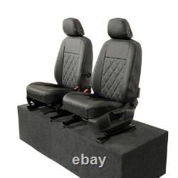 Vw Caddy Front Seat Covers Leatherette Tailored (2021 Onwards) Black 956