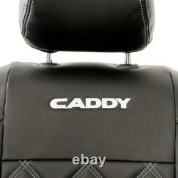 Vw Caddy Front Seat Covers Leatherette With'caddy' Embroidery (2004-2020) 852